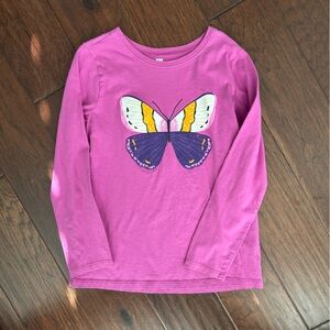 Tea Collection Purple Long Sleeve Shirt with Butterfly